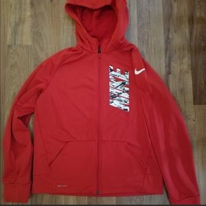 Boy's Nike zip up hoodie red dri-fit xl